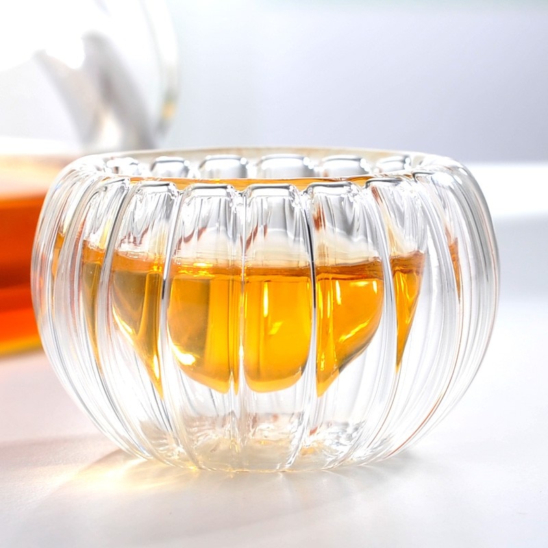   ǰ  ٰ   ̾  ȣ  /Free shipping Tea Ware Non-porous Glass Double-layer Cup Pumpkin Insulated Teacup Cups